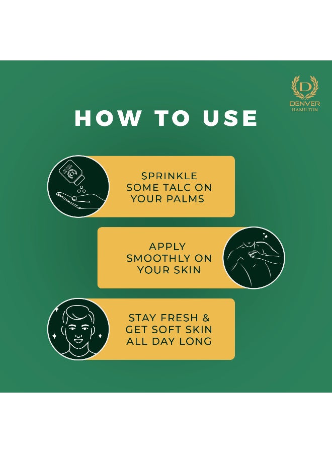 Denver Hamilton Premium Body Talc - 300 Gm Each (Pack of 2) | Scented Talcum Powder for Men | Powder for Men Body Talc Hamilton Combo - Image 4